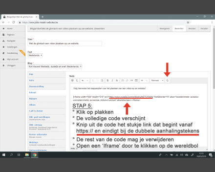 Makkelijk, duidelijk en snel een video plaatsen op uw website_Stap 5